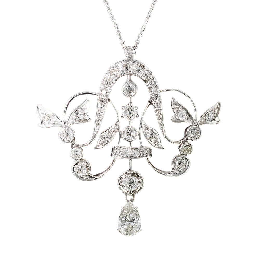 Edwardian Diamond Scroll Necklace - 2
