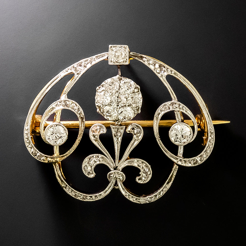 Edwardian Diamond Scroll Pendant/Brooch - 3