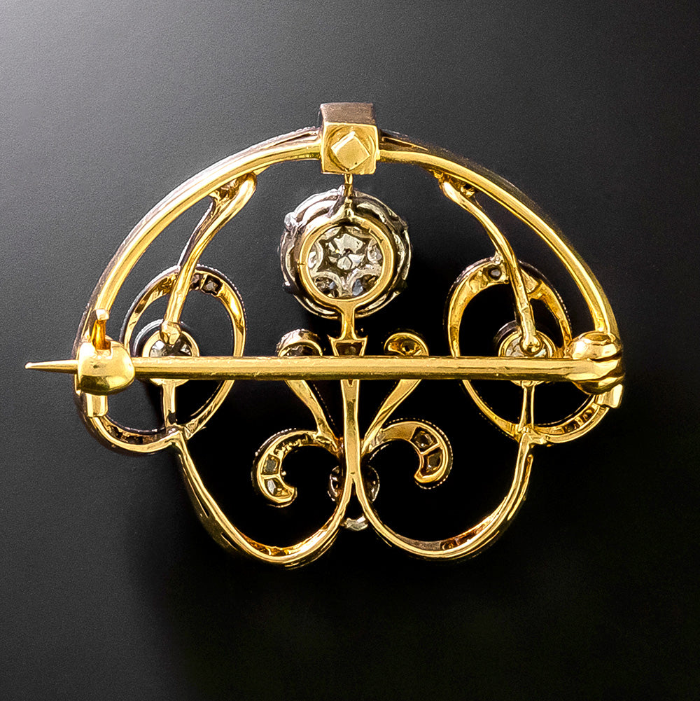 Edwardian Diamond Scroll Pendant/Brooch - 4