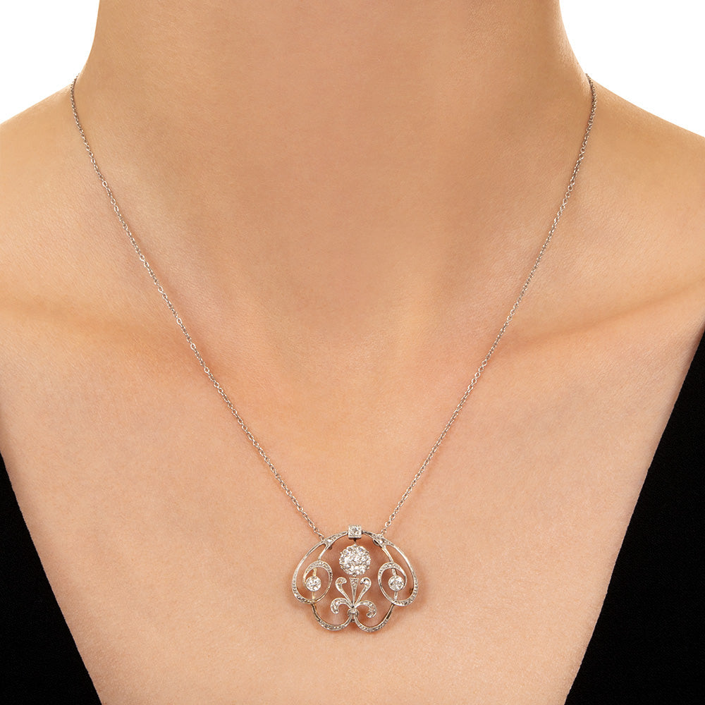 Edwardian Diamond Scroll Pendant/Brooch - 5