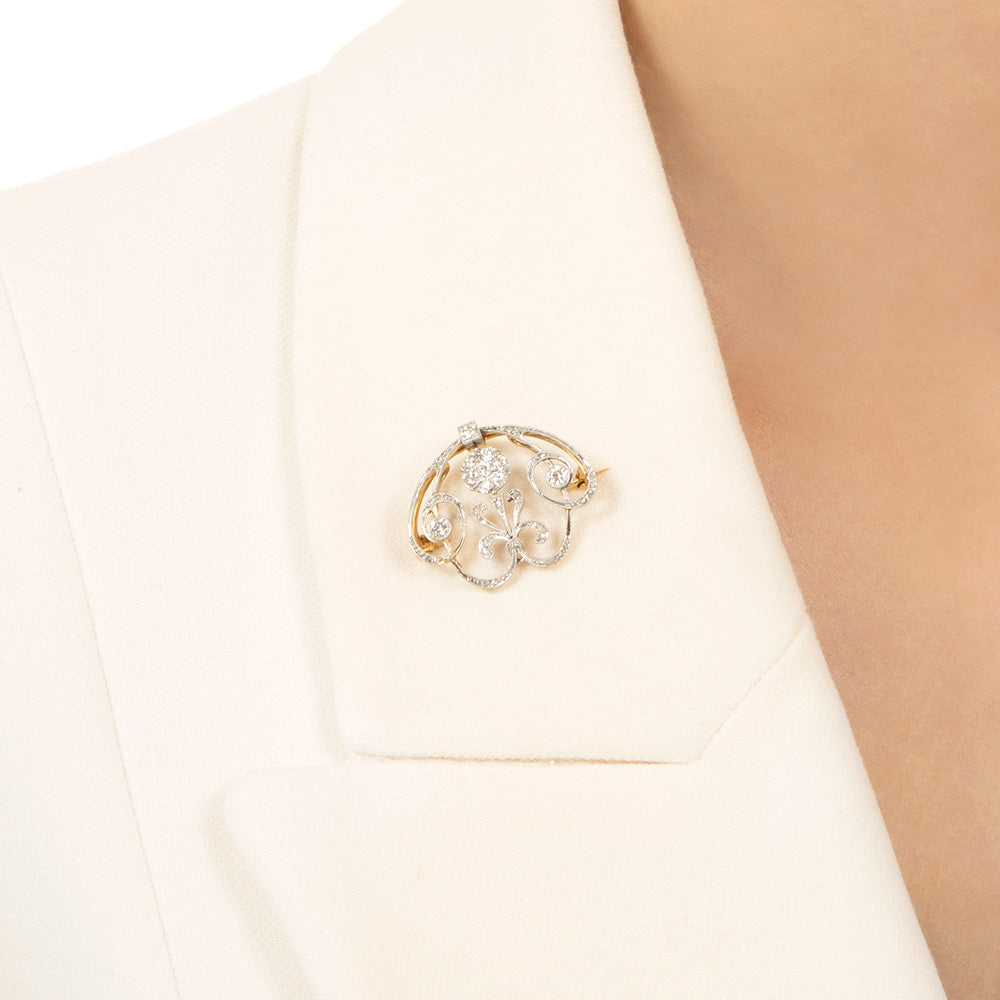Edwardian Diamond Scroll Pendant/Brooch - 6