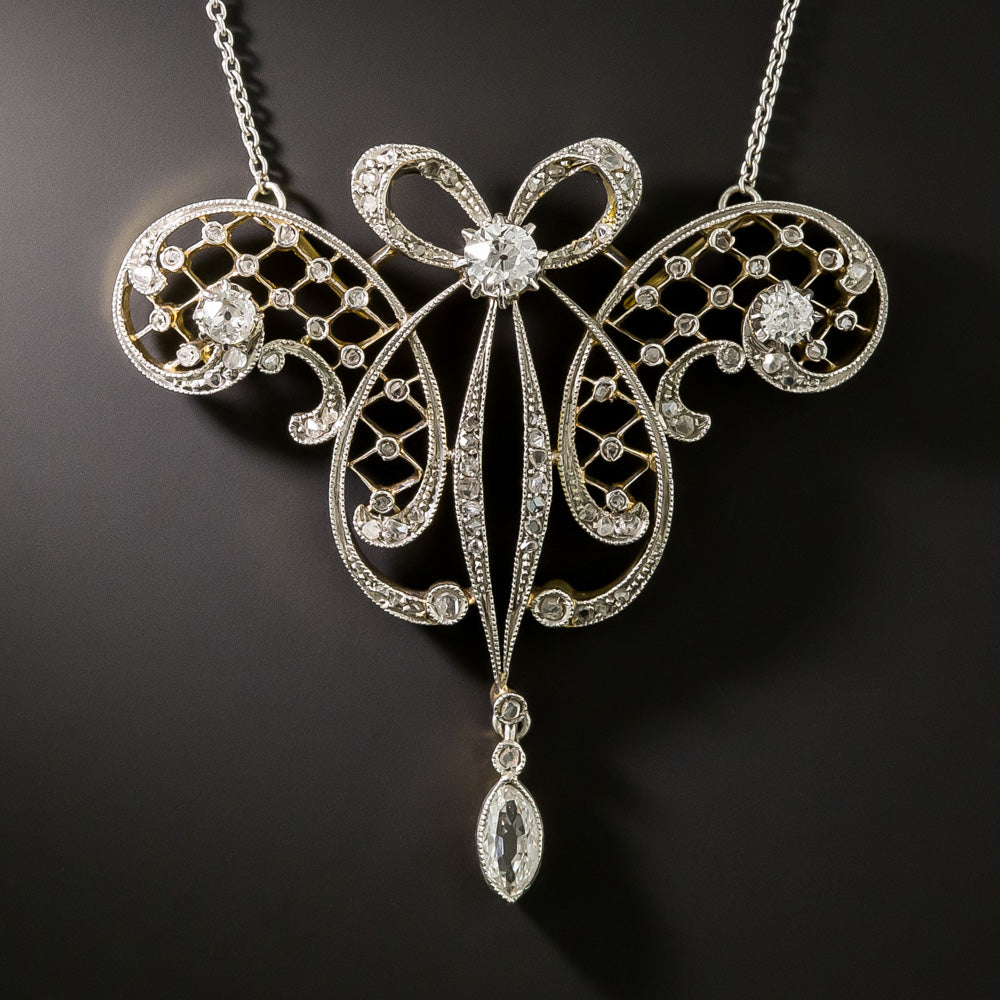 Edwardian Diamond Scroll Pendant/Brooch - 2