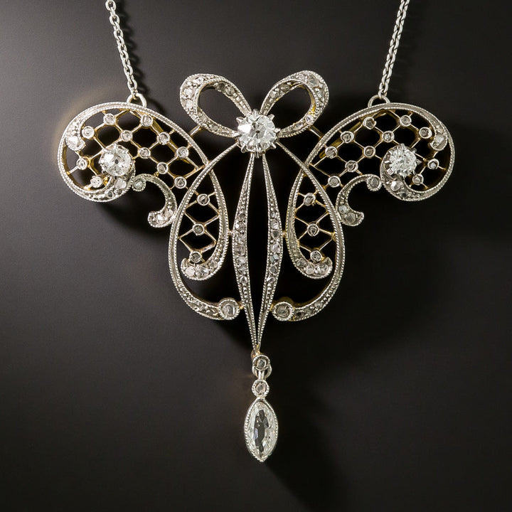 Edwardian Diamond Scroll Pendant/Brooch