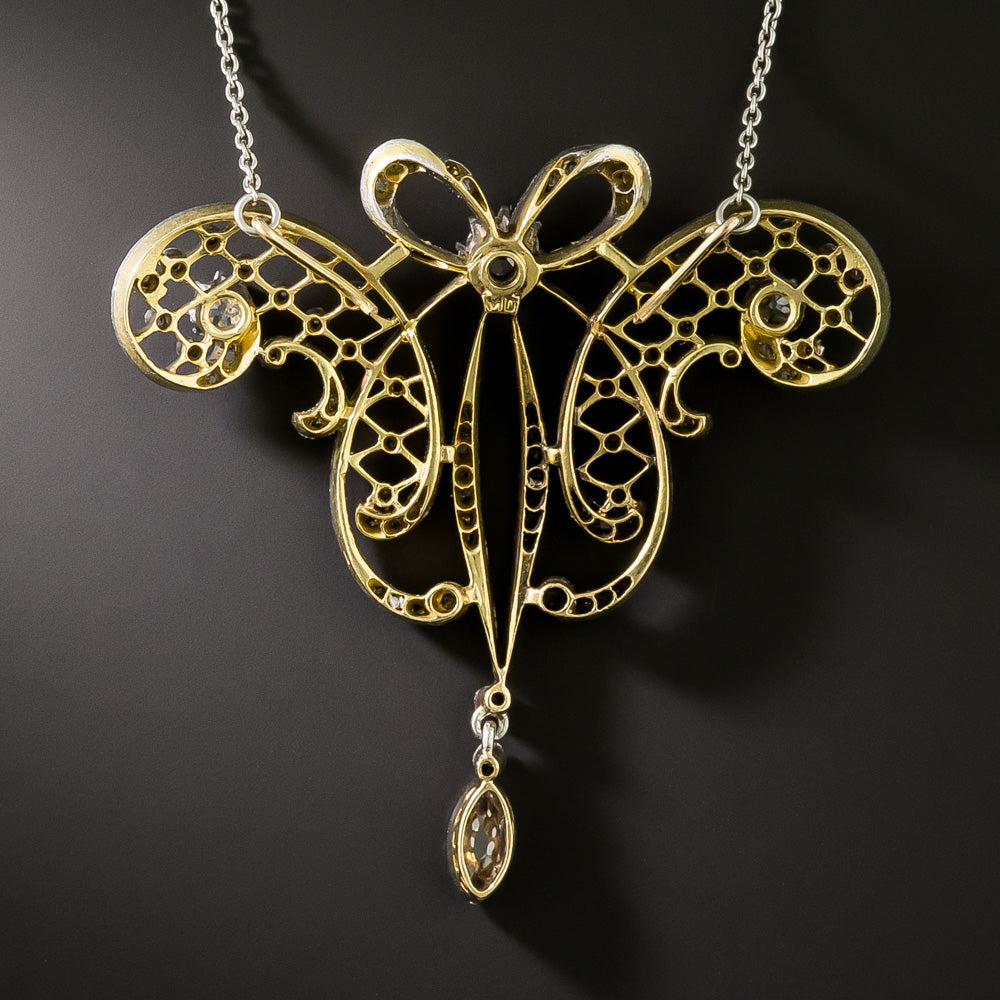 Edwardian Diamond Scroll Pendant/Brooch - 3