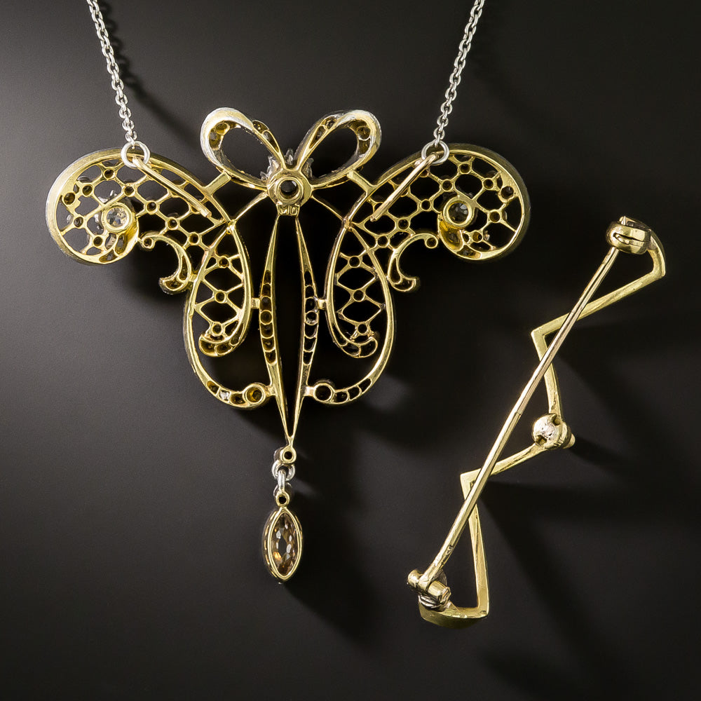 Edwardian Diamond Scroll Pendant/Brooch - 4