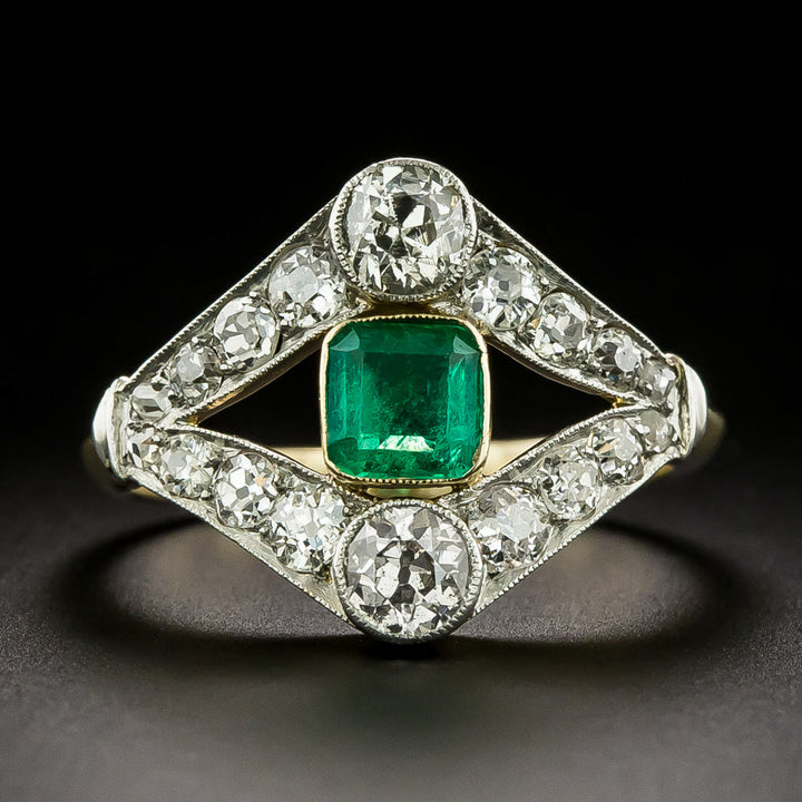 Edwardian Emerald and Diamond Ring