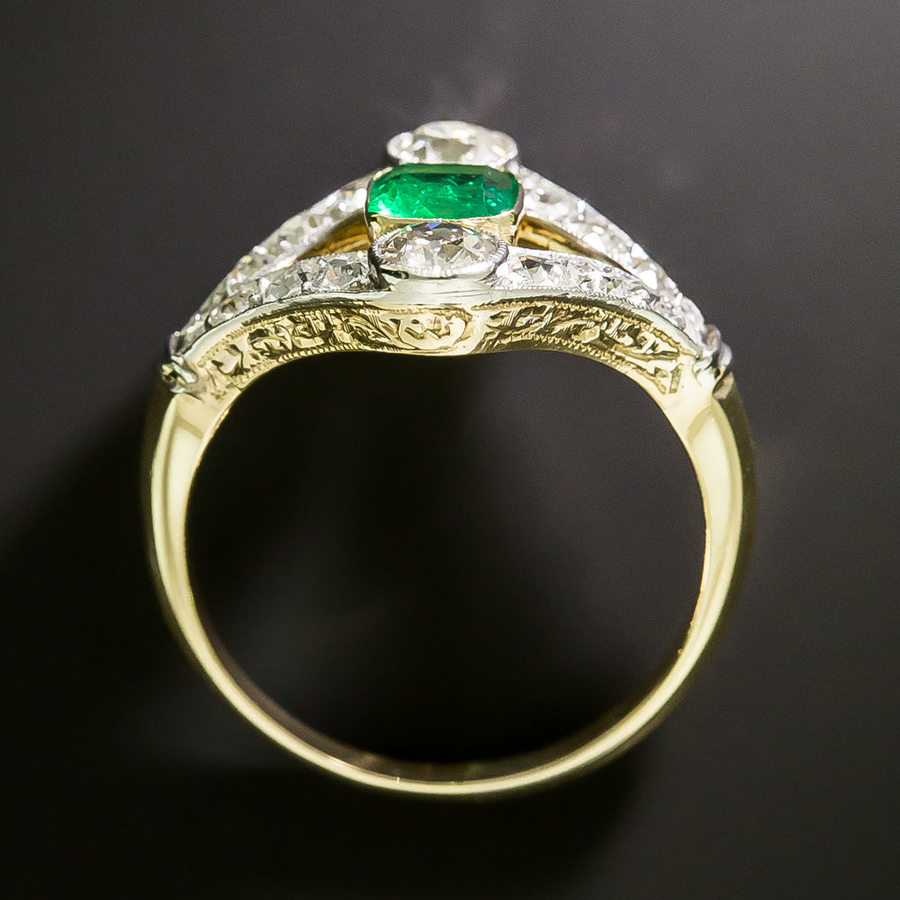 Edwardian Emerald and Diamond Ring - 5