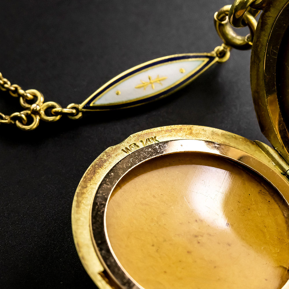 Edwardian Enameled Locket Necklace by Wordley Allsop-Bliss - 8