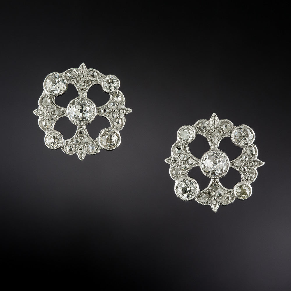 Edwardian Fleur-De-Lys Diamond Earrings - 3