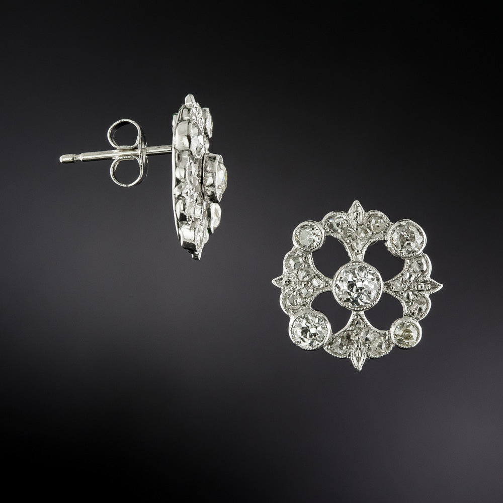 Edwardian Fleur-De-Lys Diamond Earrings - 4