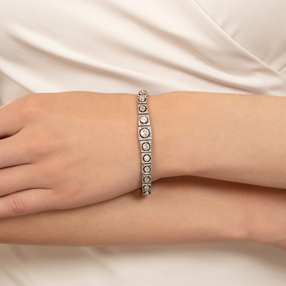 Edwardian Graduated Diamond Line Bracelet - 6