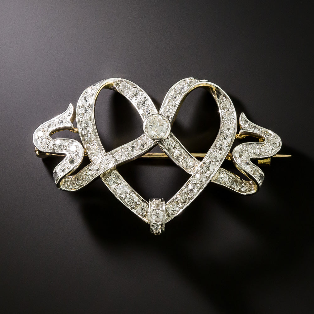 Edwardian Heart and Bow Brooch - 3