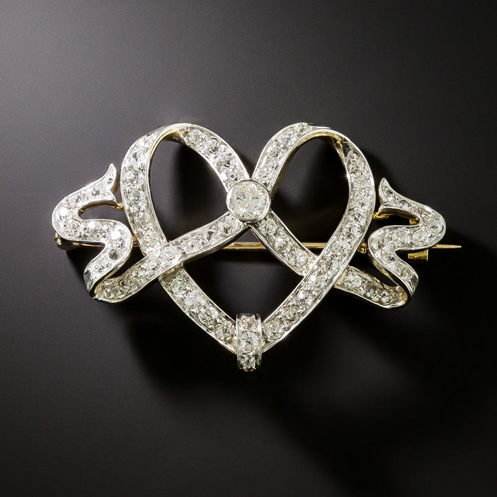 Edwardian Heart and Bow Brooch