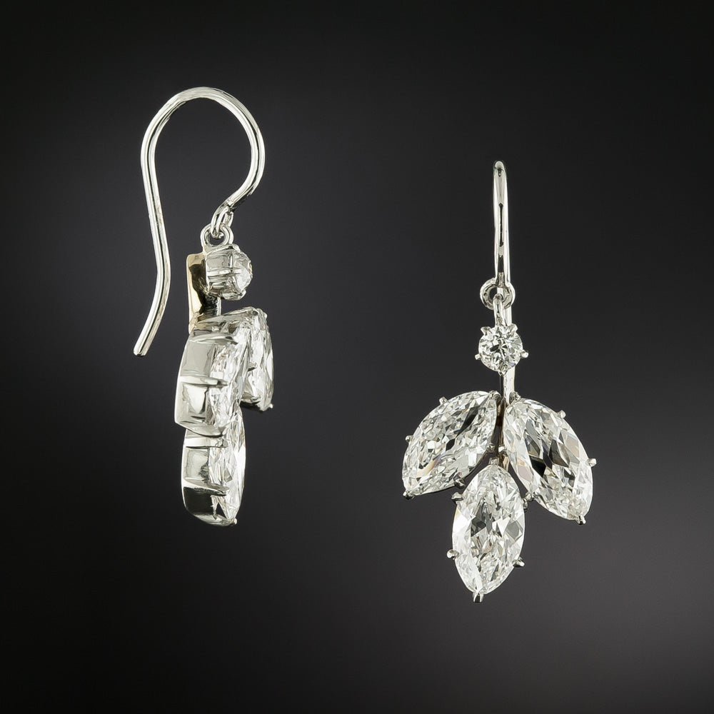 Edwardian Marquise Diamond Dangle Earrings - 3