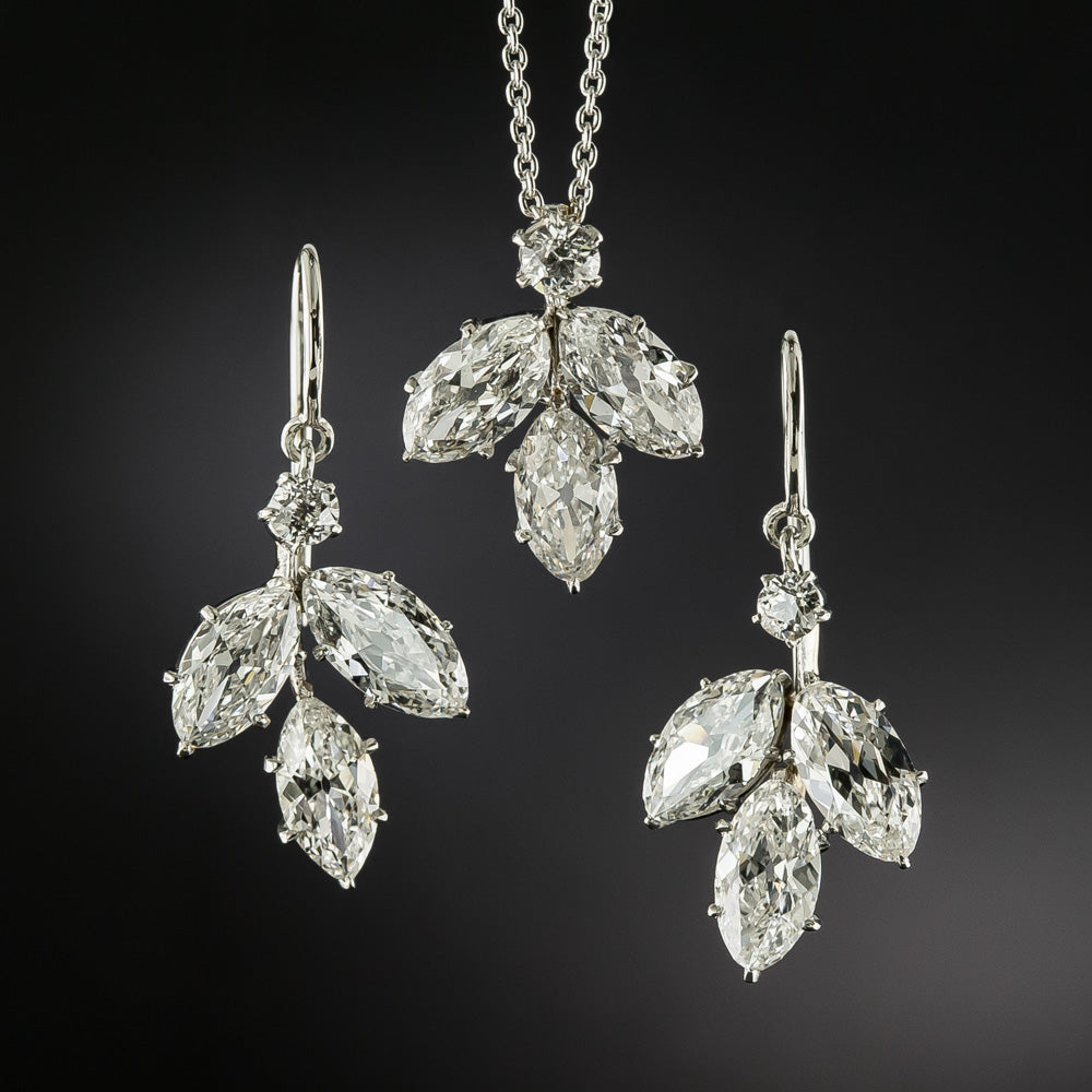 Edwardian Marquise Diamond Dangle Earrings - 4