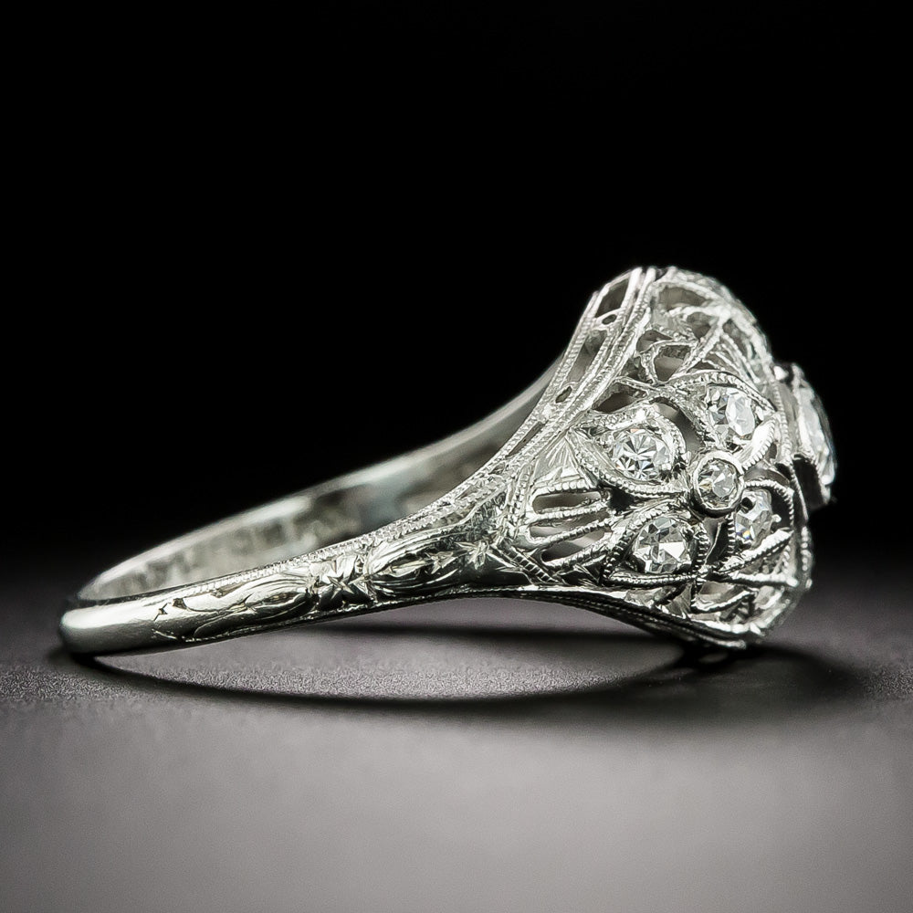 Edwardian Marquise Diamond Filigree Ring - 4