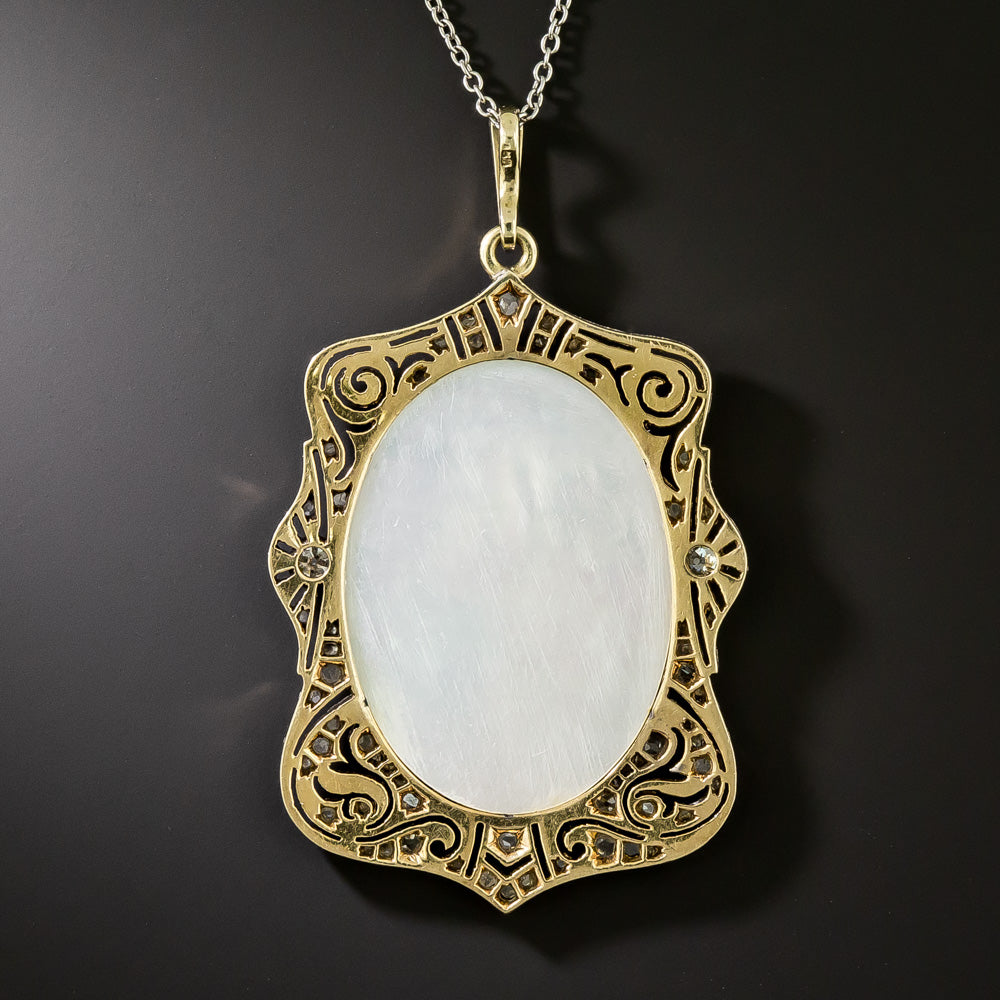 Edwardian Mother-of-Pearl and Diamond Madonna Pendant - 4