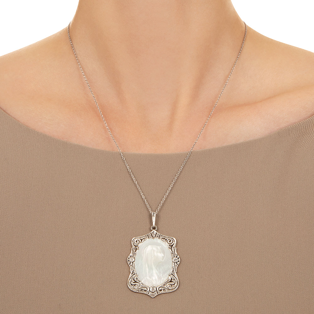 Edwardian Mother-of-Pearl and Diamond Madonna Pendant - 5