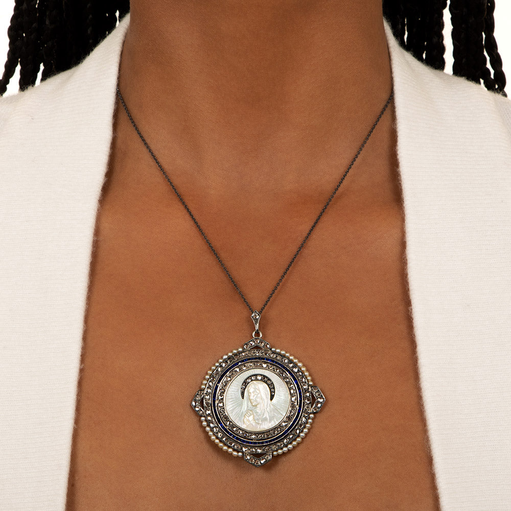 Edwardian Mother-of-Pearl Madonna Pendant - 3