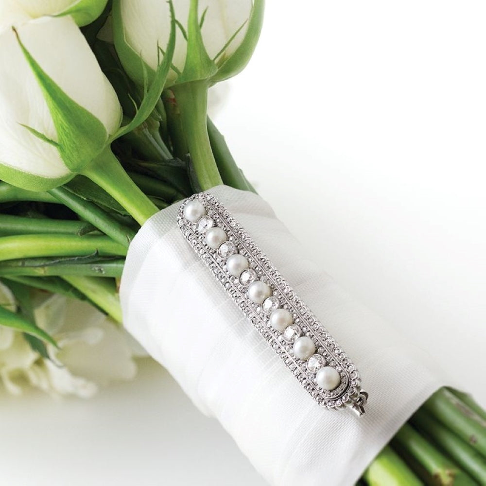 Edwardian Natural Pearl and Diamond Bar Brooch - GIA - 4