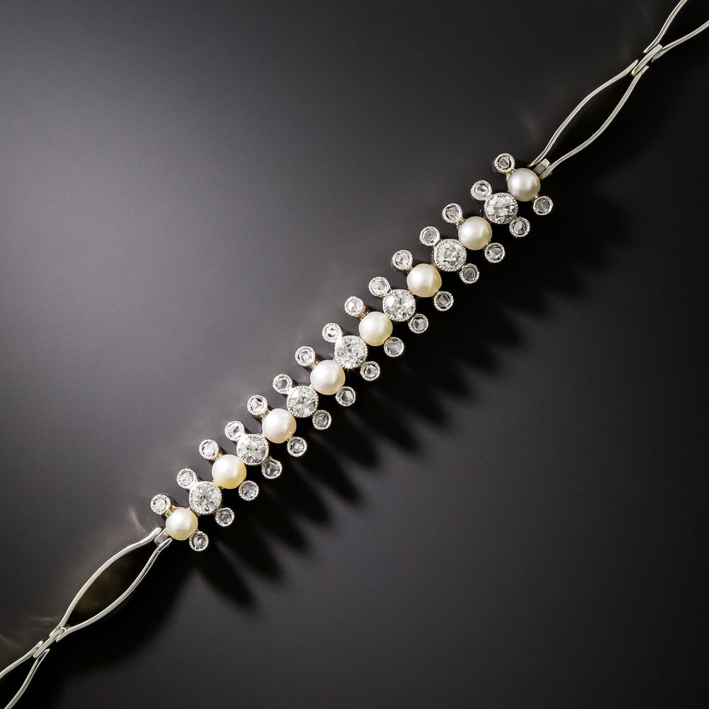 Edwardian Natural Pearl and Diamond Bracelet - 3