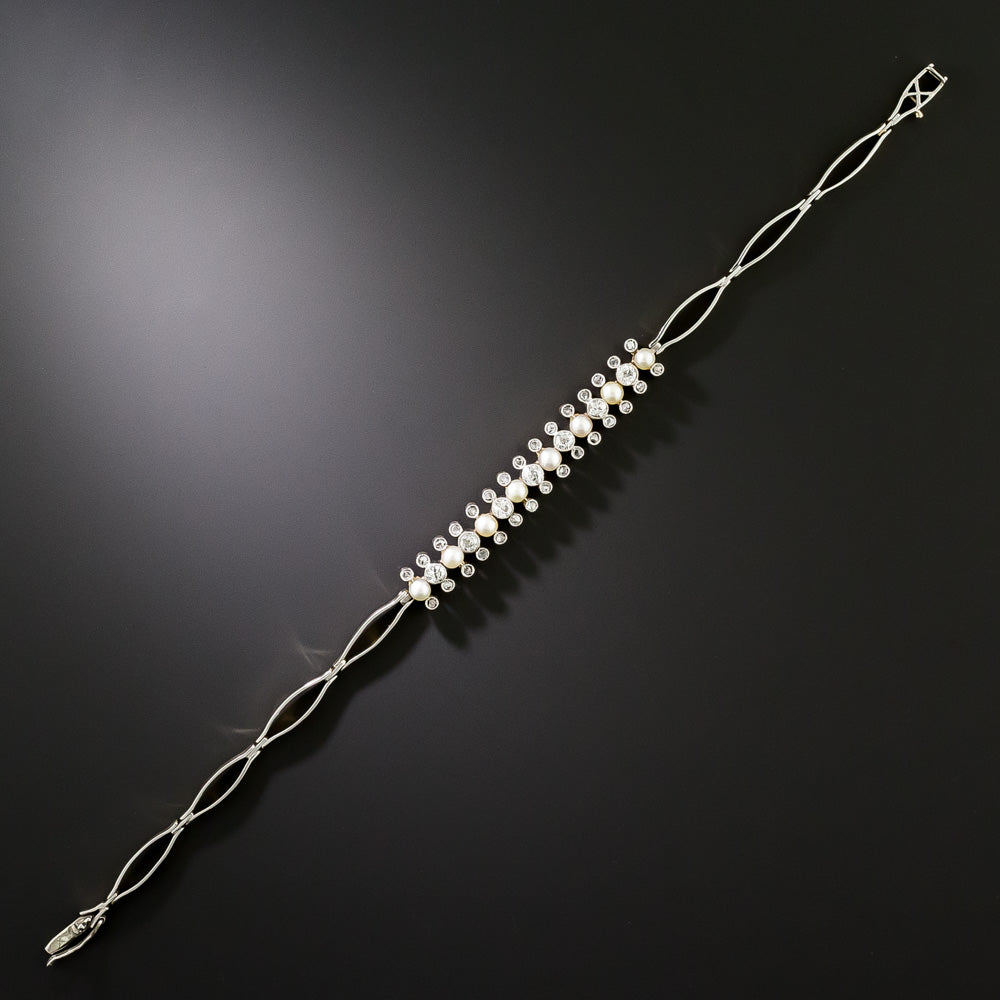 Edwardian Natural Pearl and Diamond Bracelet - 4