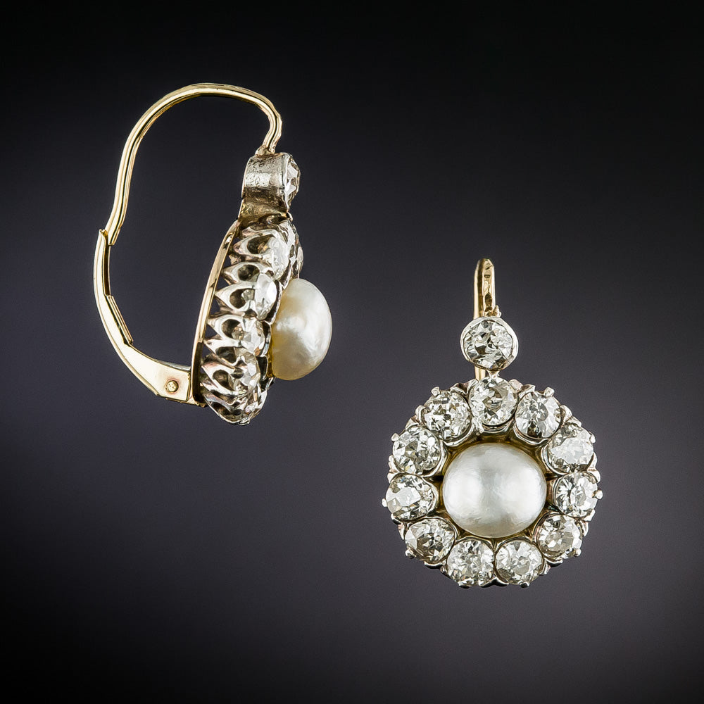Edwardian Natural Pearl and Diamond Earrings - 2