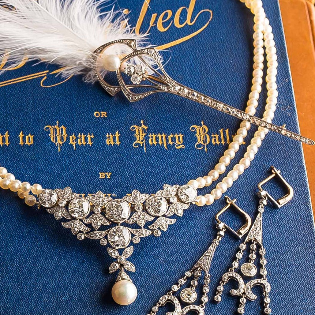 Edwardian Natural Pearl and Diamond Necklace/Brooch - GIA - 11