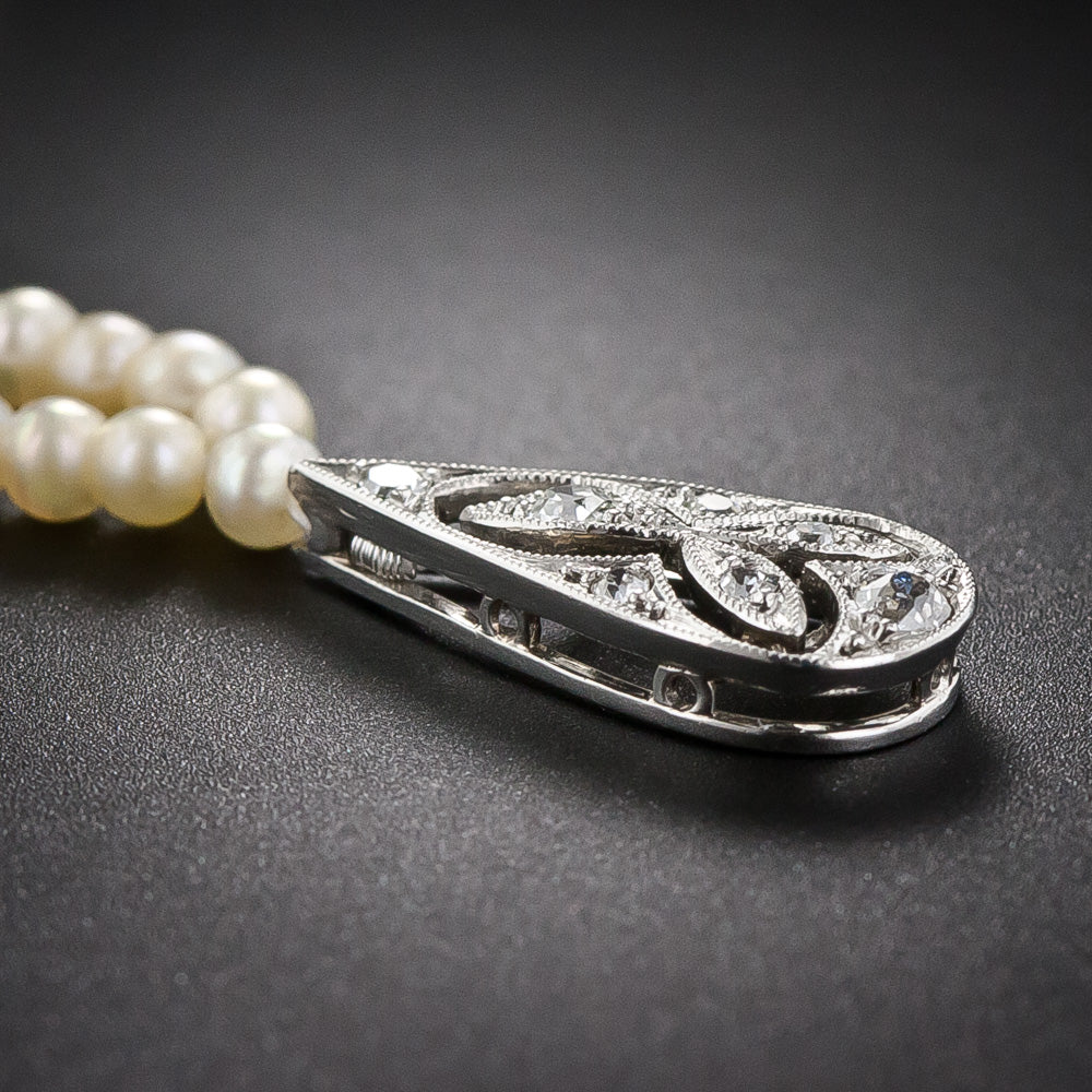 Edwardian Natural Pearl and Diamond Necklace - GIA - 10
