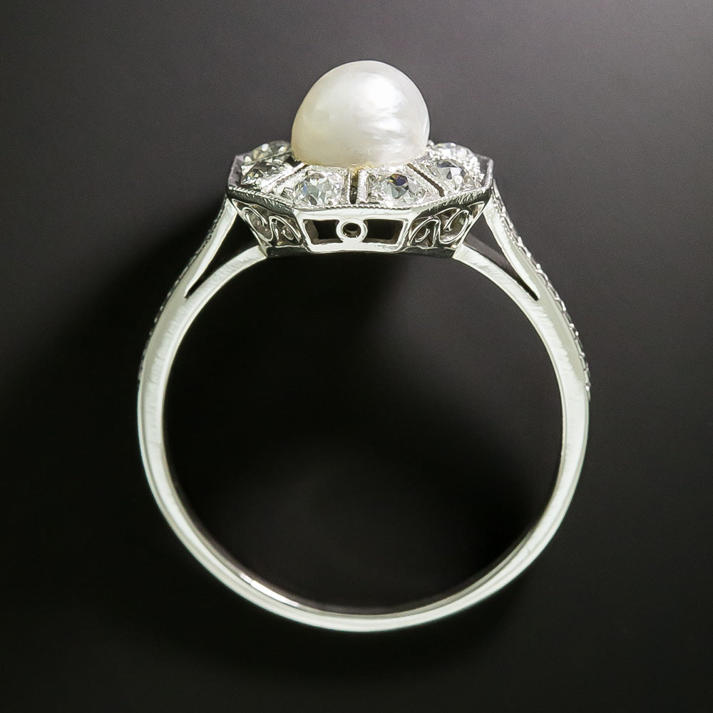 Edwardian Natural Pearl and Diamond Ring - 6