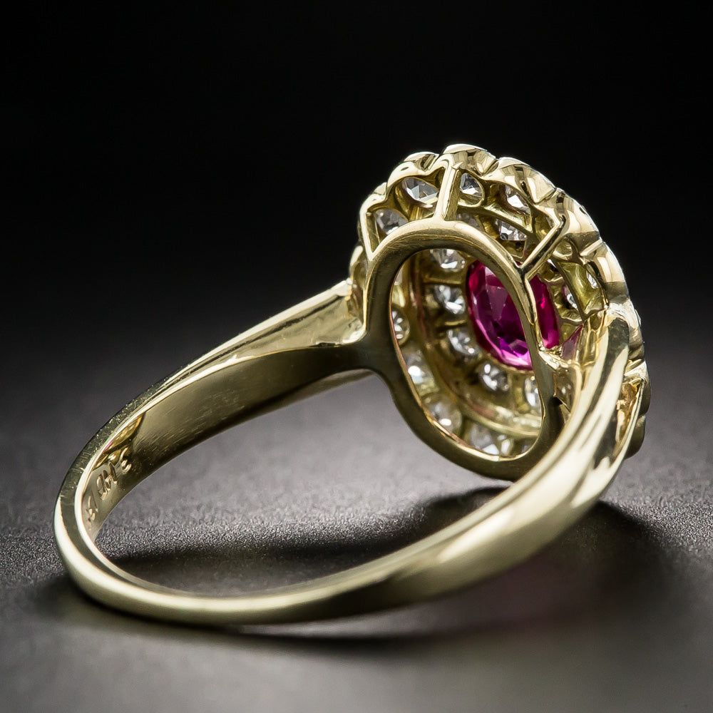 Edwardian No-Heat Deep Pink Sapphire and Diamond Ring - 10