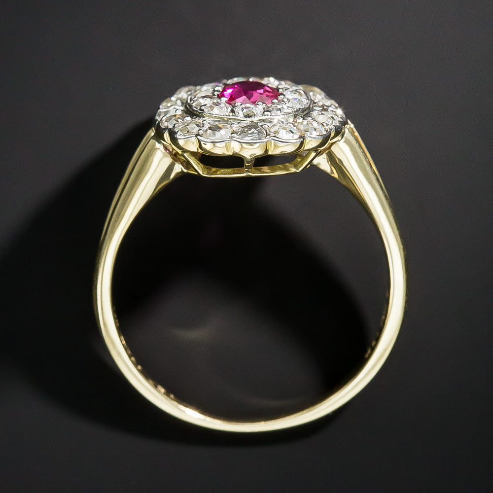 Edwardian No-Heat Deep Pink Sapphire and Diamond Ring - 11