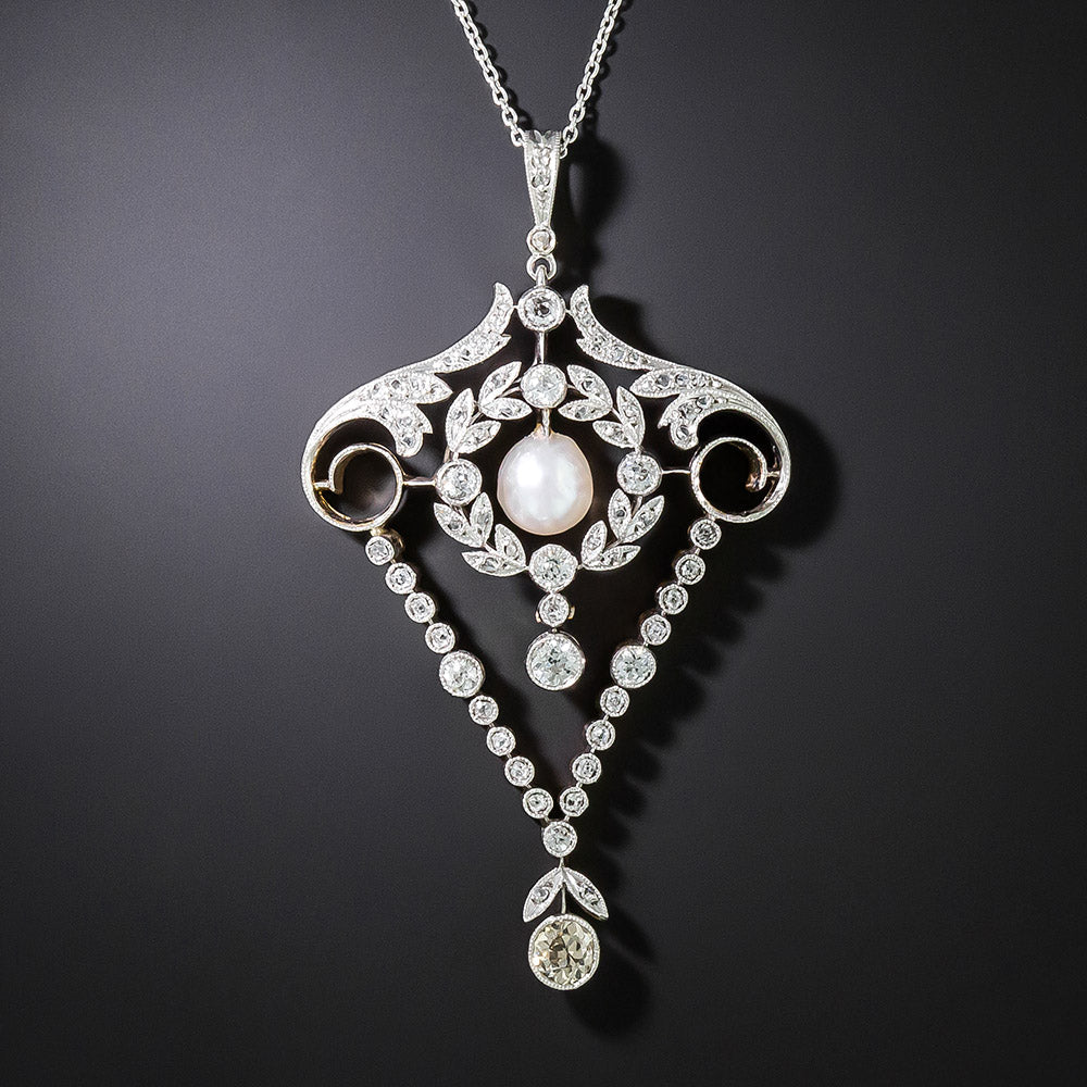 Edwardian Pearl and Diamond Lavalière  - 2