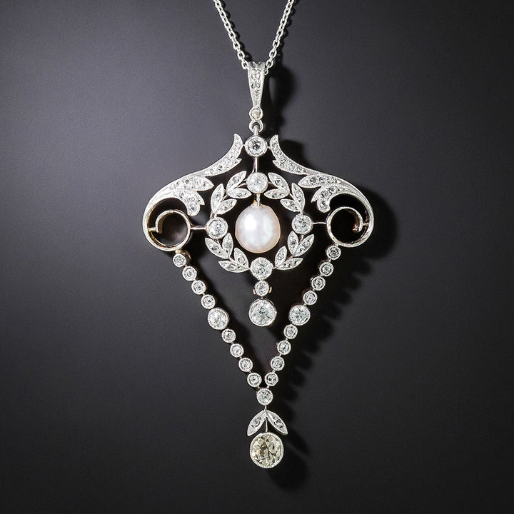 Edwardian Pearl and Diamond Lavalière