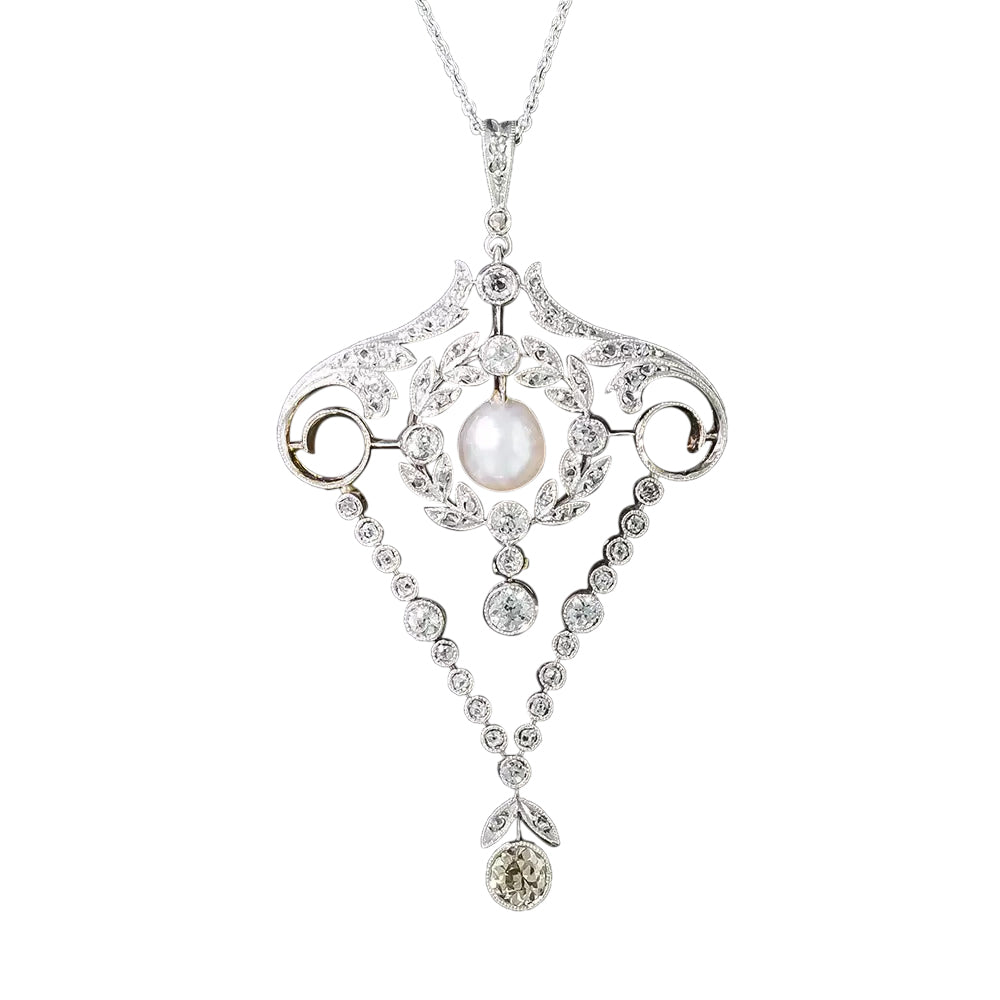 Edwardian Pearl and Diamond Lavalière  - 2