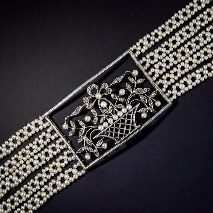 Edwardian Pearl Choker Collar Necklace