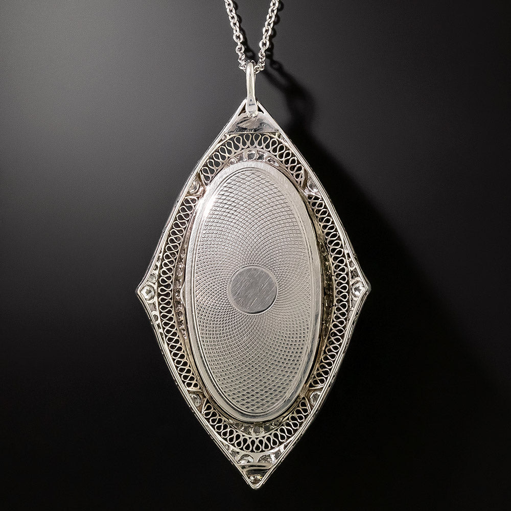 Edwardian Pearl, Diamond and Onyx Locket Necklace - 3
