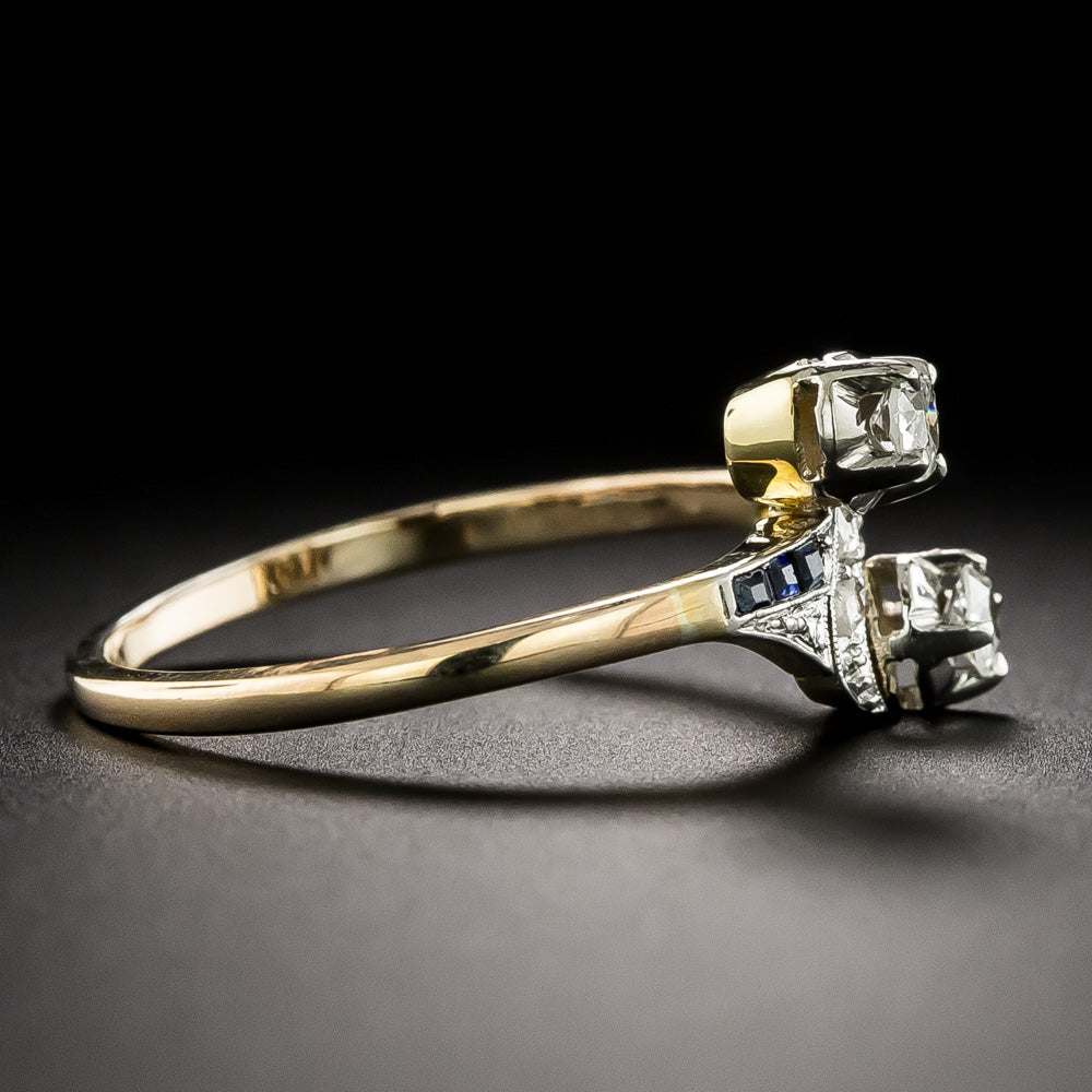 Edwardian Petite Toi et Moi Diamond and Sapphire* Ring - 4