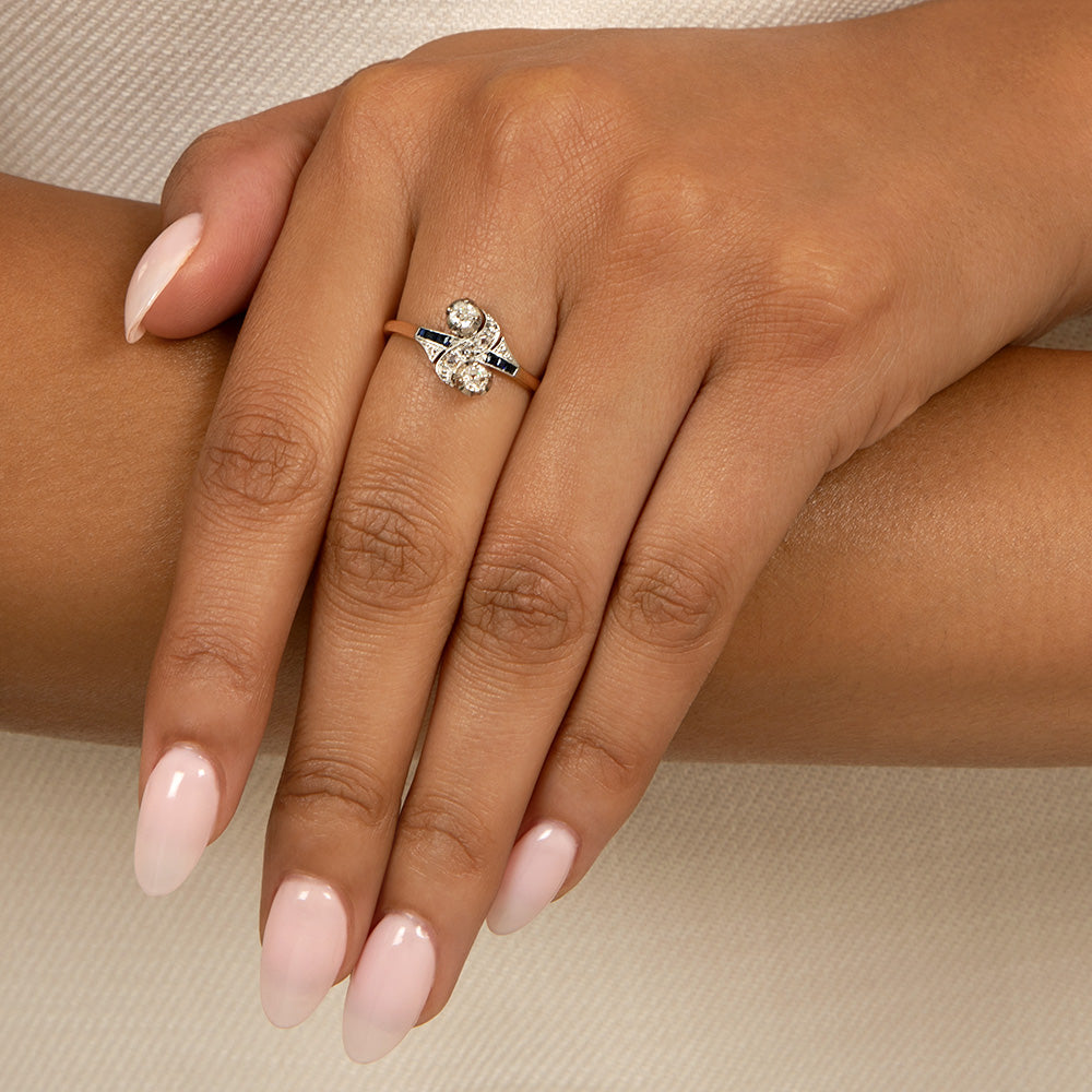Edwardian Petite Toi et Moi Diamond and Sapphire* Ring - 6