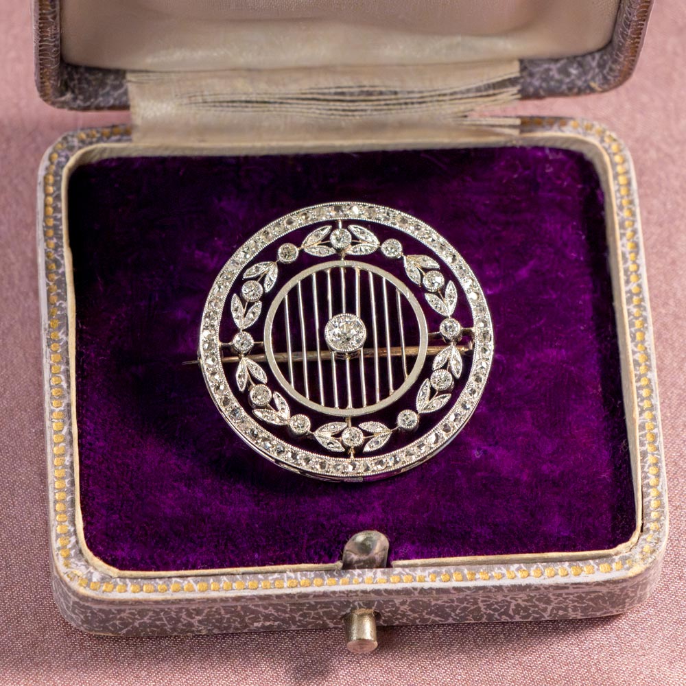 Edwardian Platinum Diamond Circle Brooch - 6