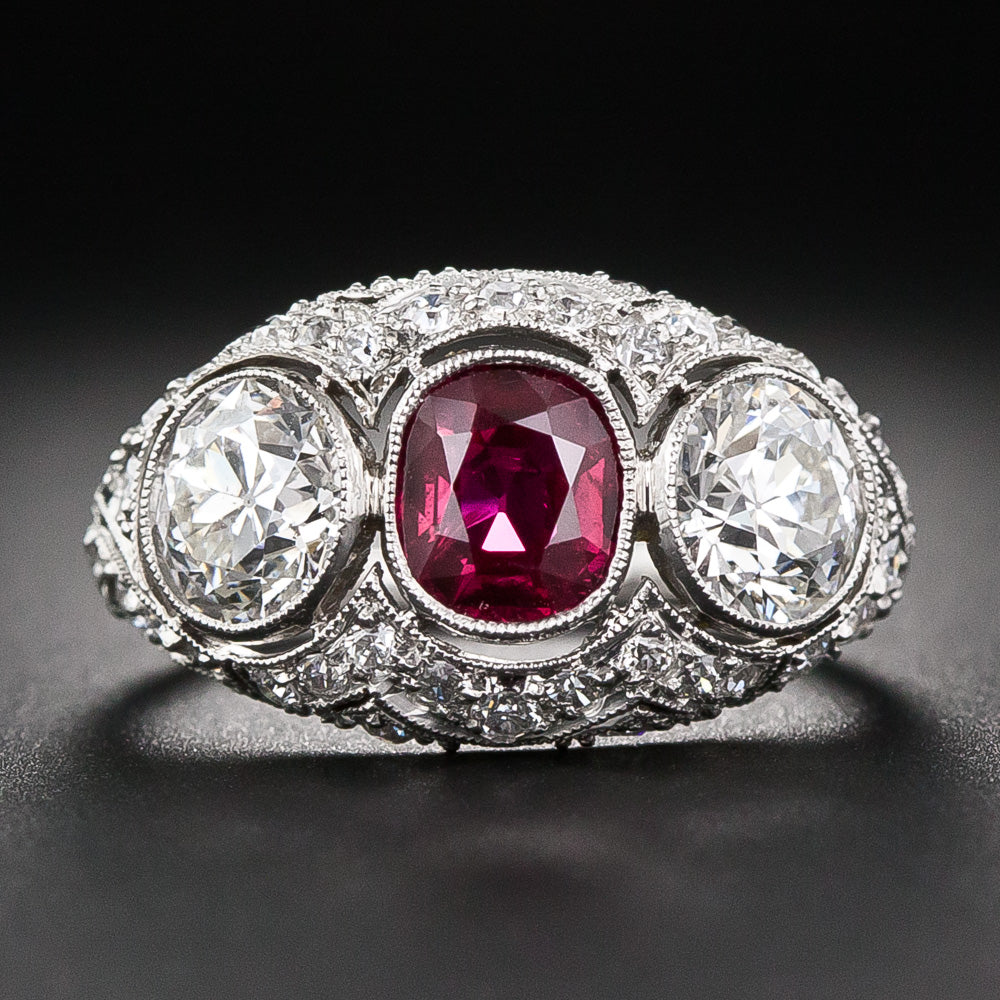 Edwardian Ruby and Diamond Ring - AGL - 5