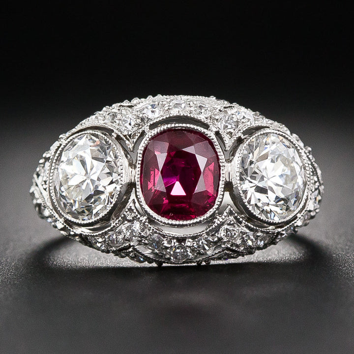 Edwardian Ruby and Diamond Ring - AGL