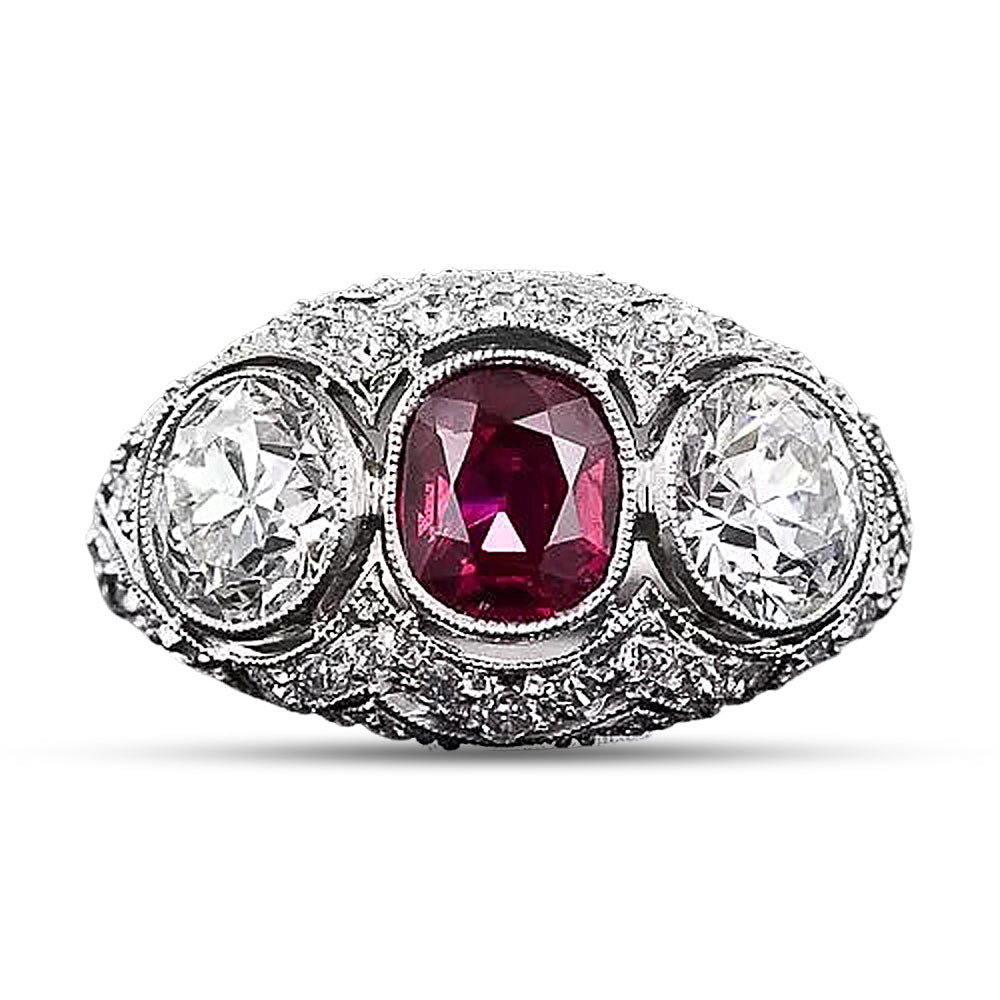 Edwardian Ruby and Diamond Ring - AGL - 5