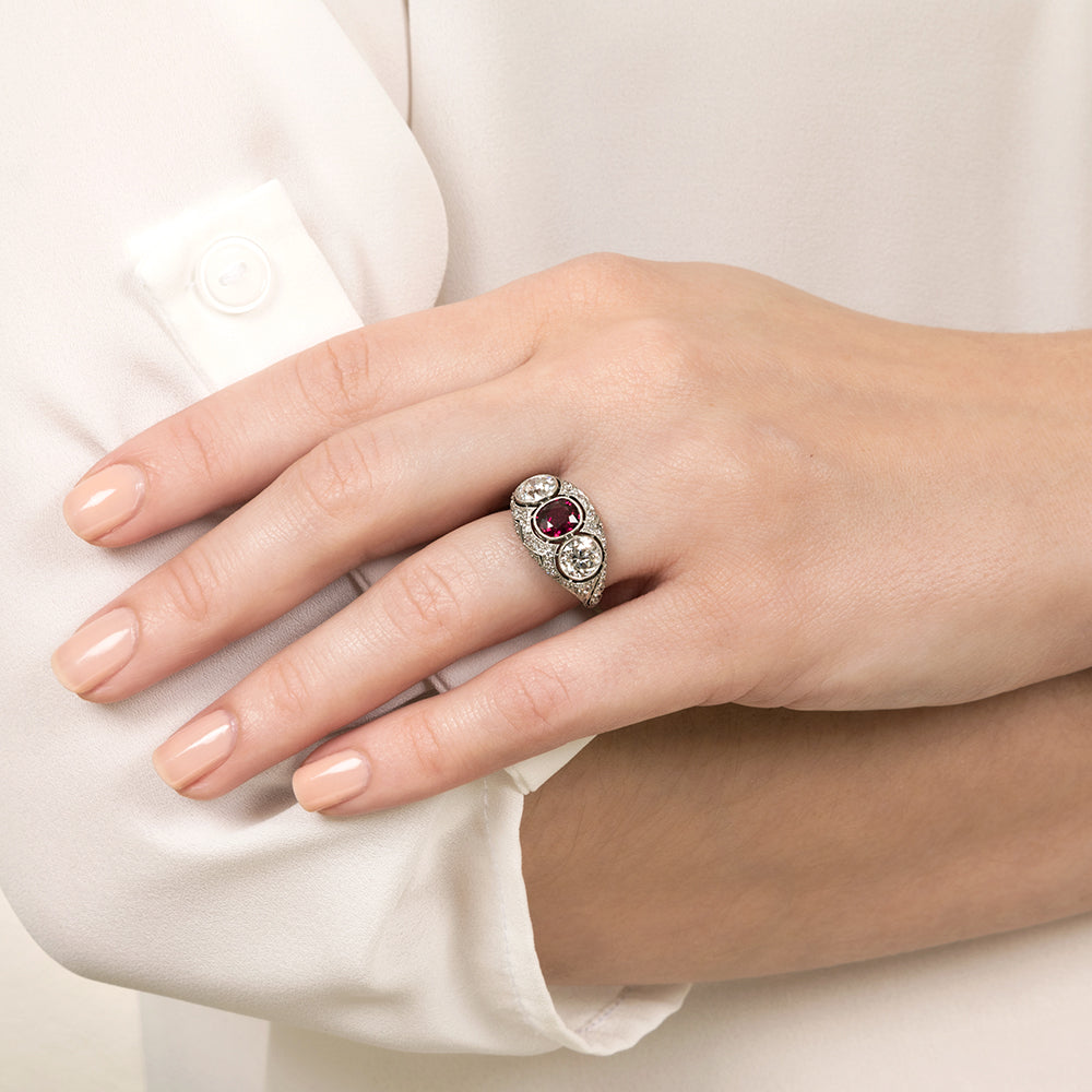 Edwardian Ruby and Diamond Ring - AGL - 6