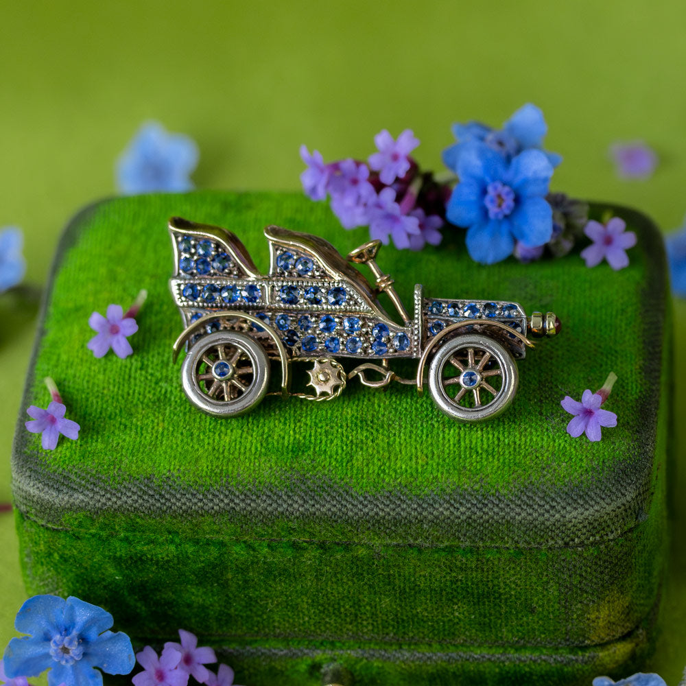 Edwardian Sapphire Classic Car Brooch - 5