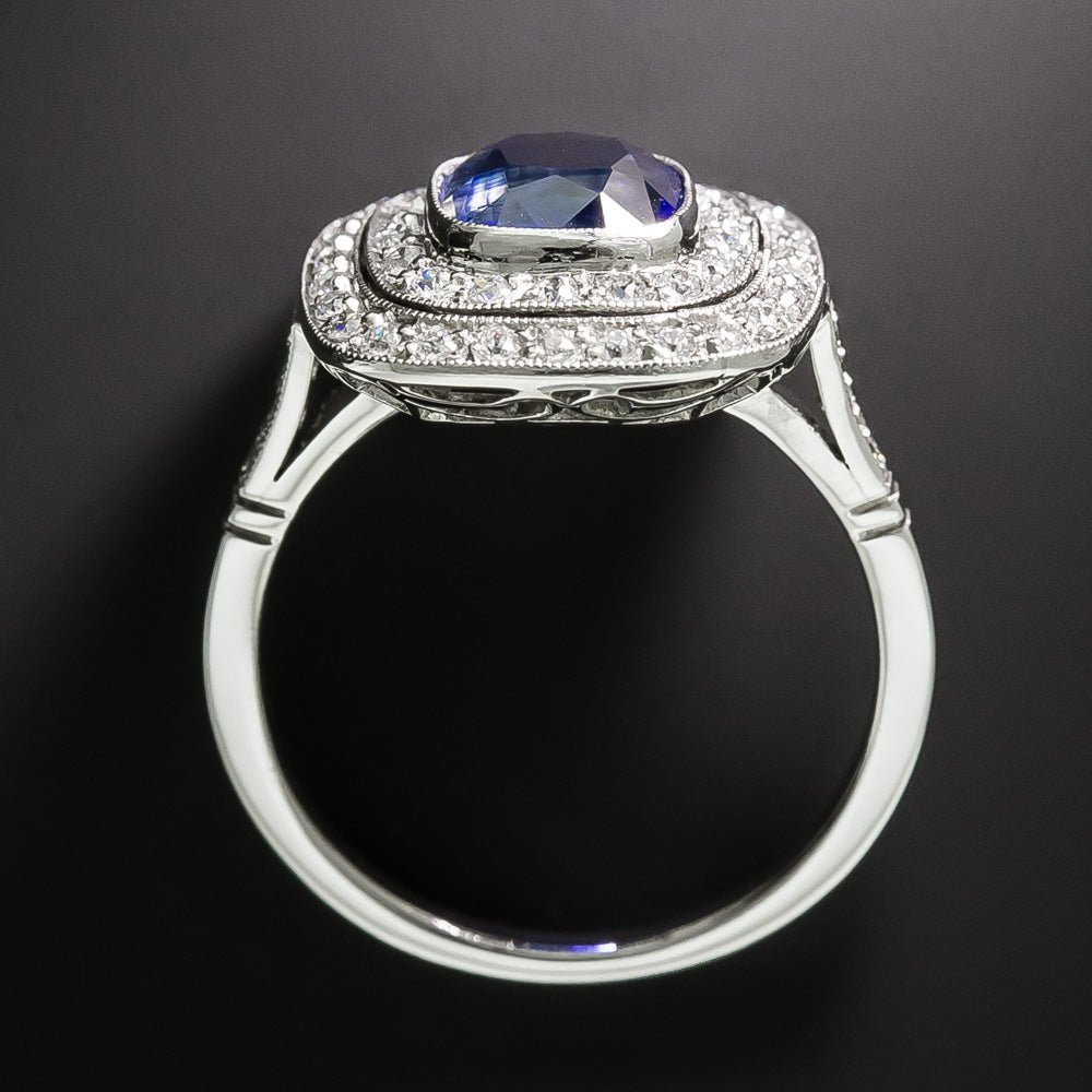 Edwardian-Style 2.60 Carat Sapphire and Diamond Ring - GIA - 5