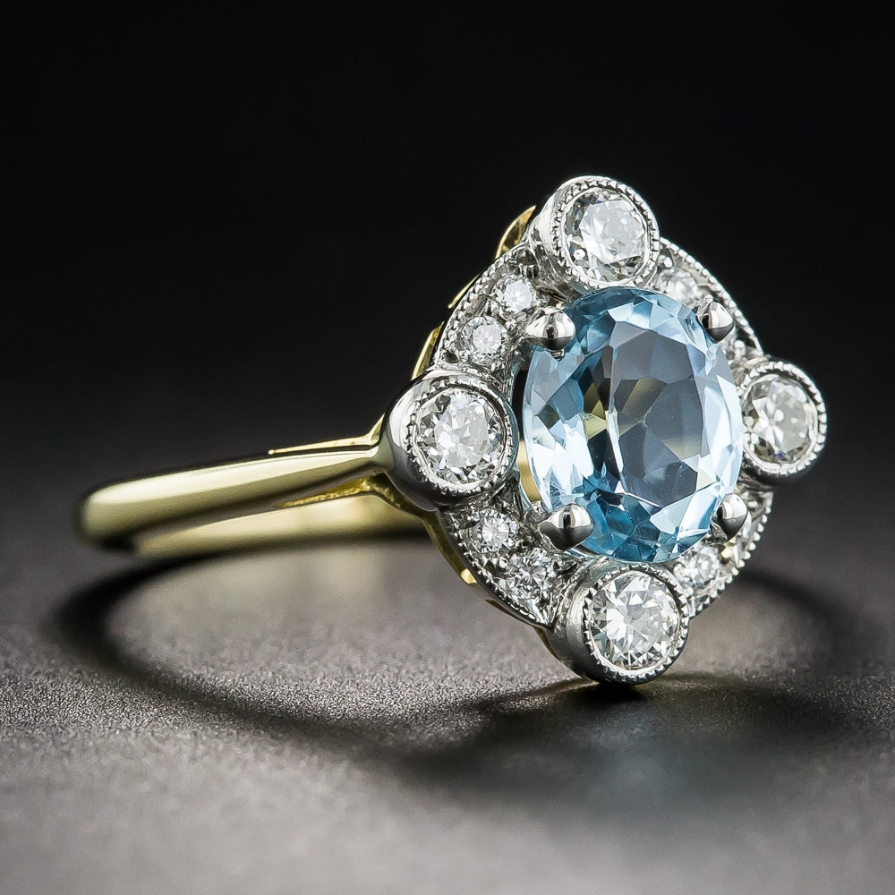 Edwardian-Style Aquamarine and Diamond Ring  - 2