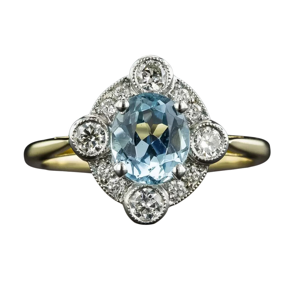 Edwardian-Style Aquamarine and Diamond Ring  - 6