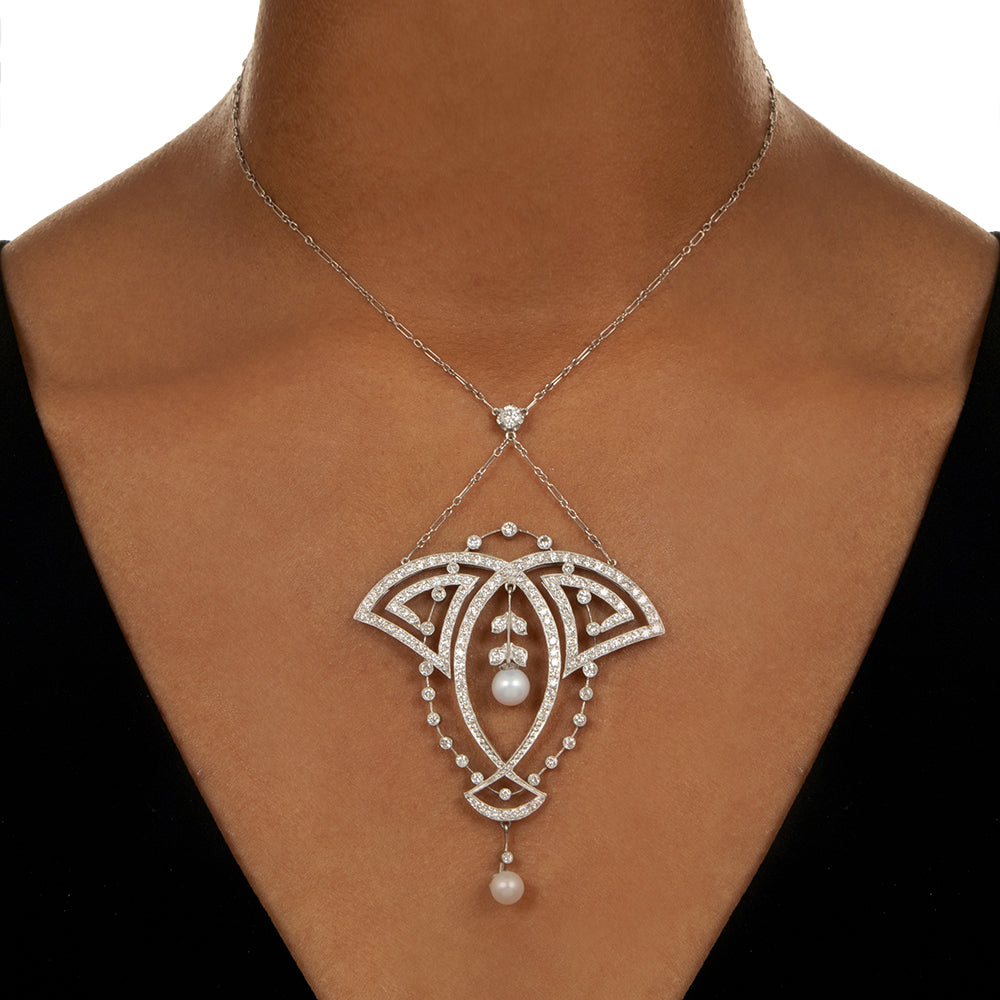 Edwardian-Style Diamond and Pearl  Necklace - 2