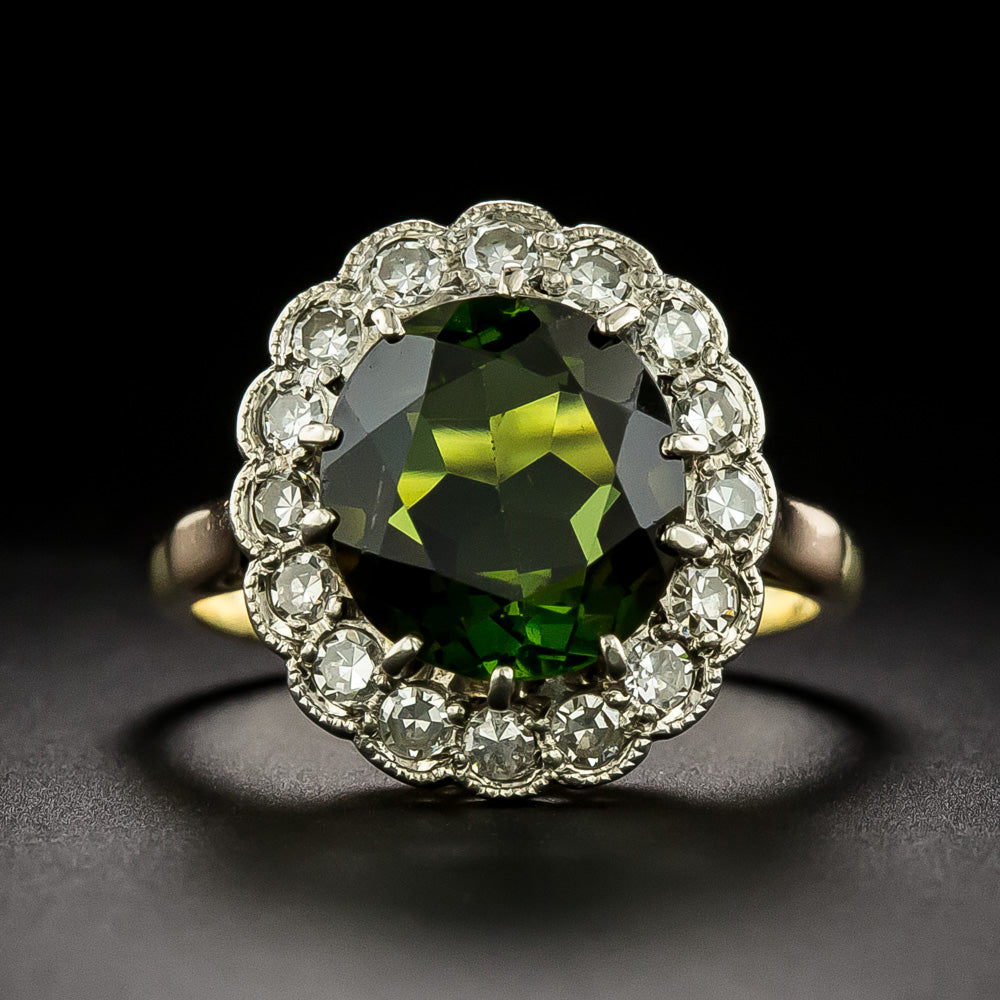 Edwardian-Style Tourmaline and Diamond Halo Ring - 2